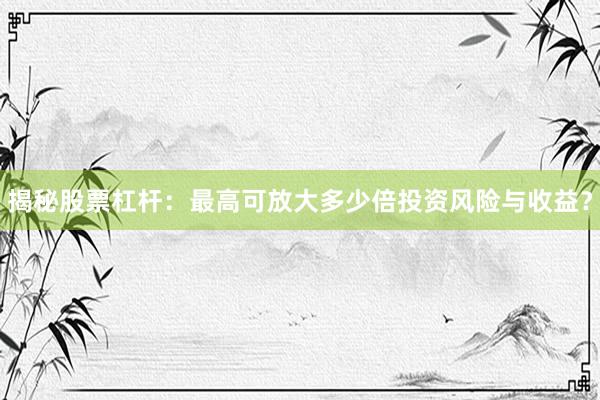 揭秘股票杠杆：最高可放大多少倍投资风险与收益？