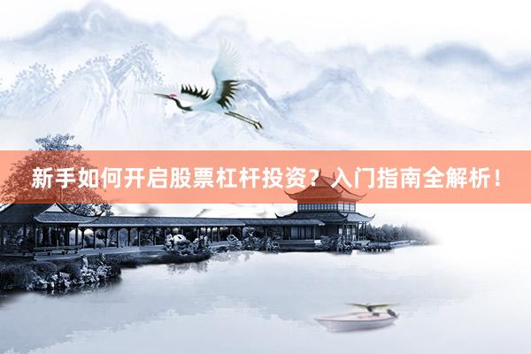 新手如何开启股票杠杆投资？入门指南全解析！