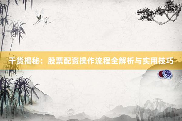 干货揭秘：股票配资操作流程全解析与实用技巧