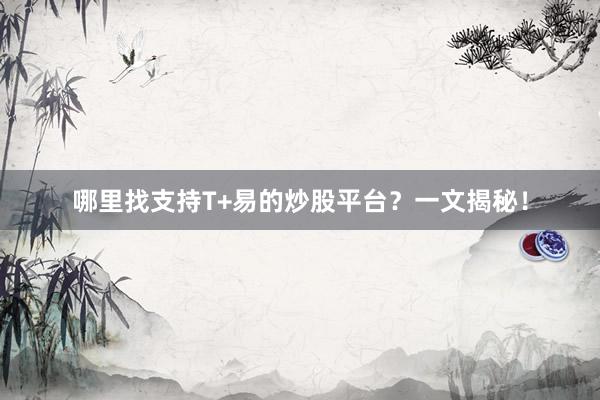 哪里找支持T+易的炒股平台？一文揭秘！