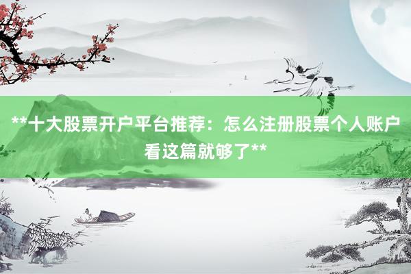 **十大股票开户平台推荐：怎么注册股票个人账户看这篇就够了**
