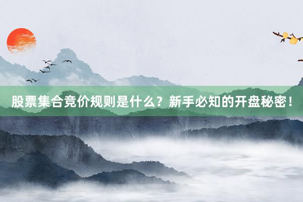 股票集合竞价规则是什么？新手必知的开盘秘密！