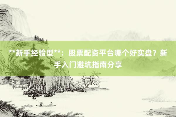 **新手经验型**：股票配资平台哪个好实盘？新手入门避坑指南分享