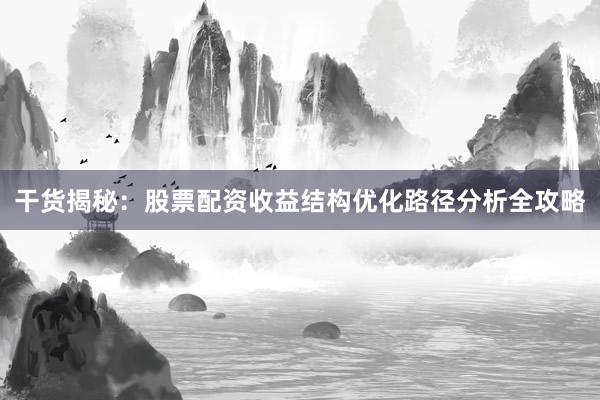 干货揭秘:股票配资收益结构优化路径分析全攻略