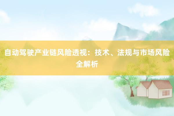 自动驾驶产业链风险透视：技术、法规与市场风险全解析