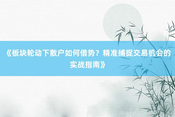 《板块轮动下散户如何借势？精准捕捉交易机会的实战指南》