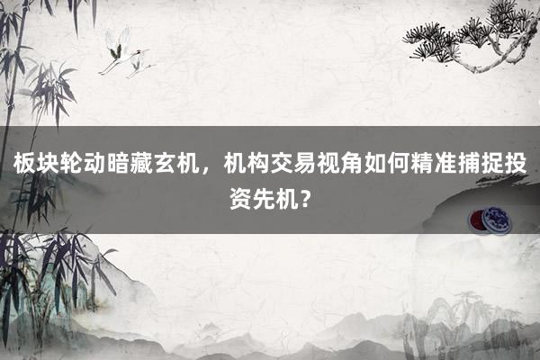 板块轮动暗藏玄机，机构交易视角如何精准捕捉投资先机？