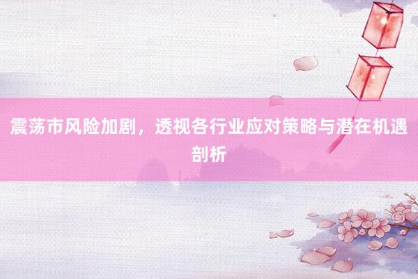 震荡市风险加剧，透视各行业应对策略与潜在机遇剖析