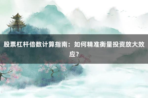 股票杠杆倍数计算指南：如何精准衡量投资放大效应？