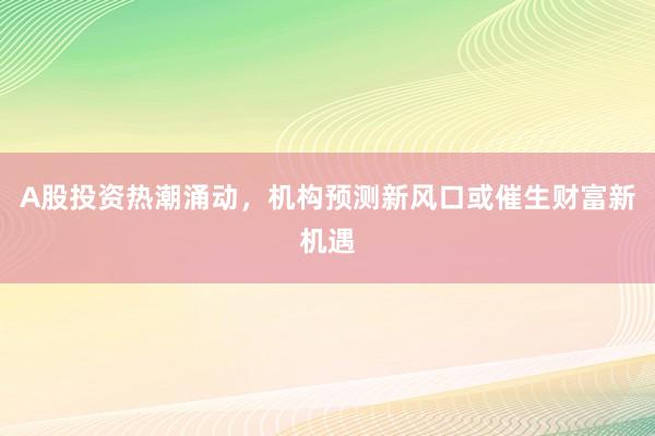 A股投资热潮涌动，机构预测新风口或催生财富新机遇