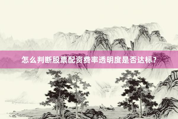 怎么判断股票配资费率透明度是否达标？