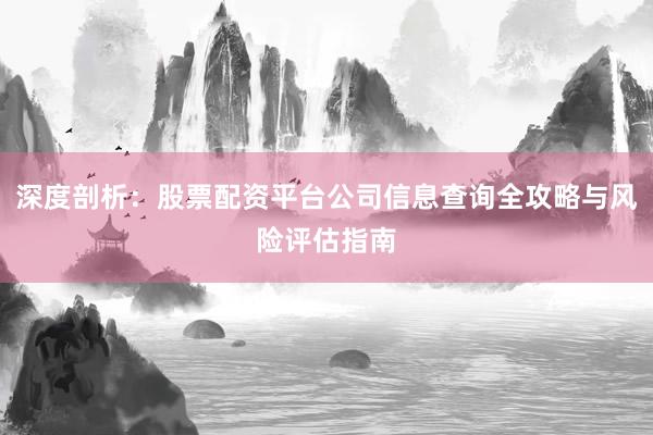 深度剖析：股票配资平台公司信息查询全攻略与风险评估指南