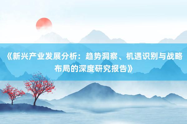《新兴产业发展分析：趋势洞察、机遇识别与战略布局的深度研究报告》