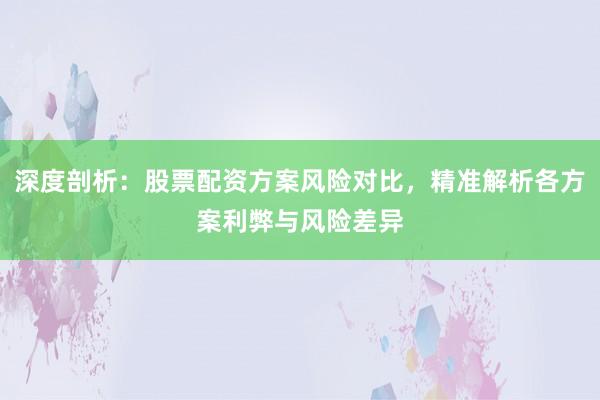 深度剖析：股票配资方案风险对比，精准解析各方案利弊与风险差异