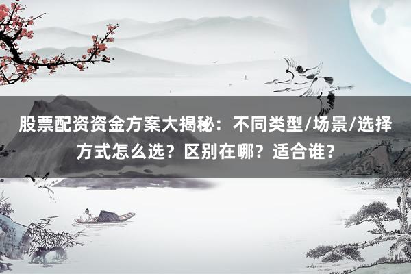 股票配资资金方案大揭秘：不同类型/场景/选择方式怎么选？区别在哪？适合谁？