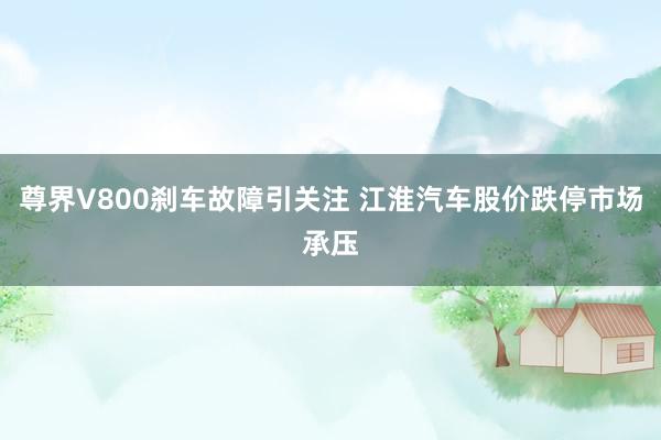 尊界V800刹车故障引关注 江淮汽车股价跌停市场承压
