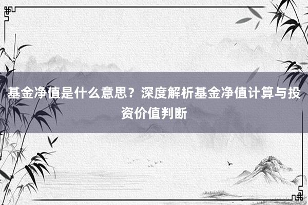 基金净值是什么意思？深度解析基金净值计算与投资价值判断