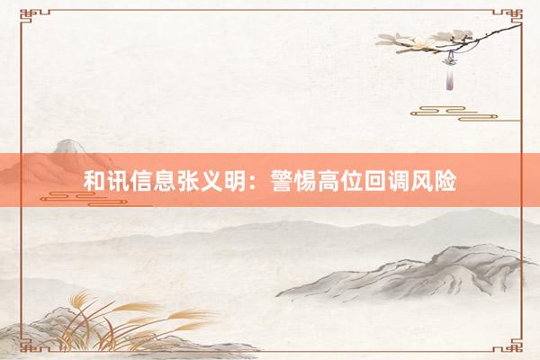 和讯信息张义明：警惕高位回调风险