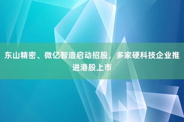 东山精密、微亿智造启动招股，多家硬科技企业推进港股上市
